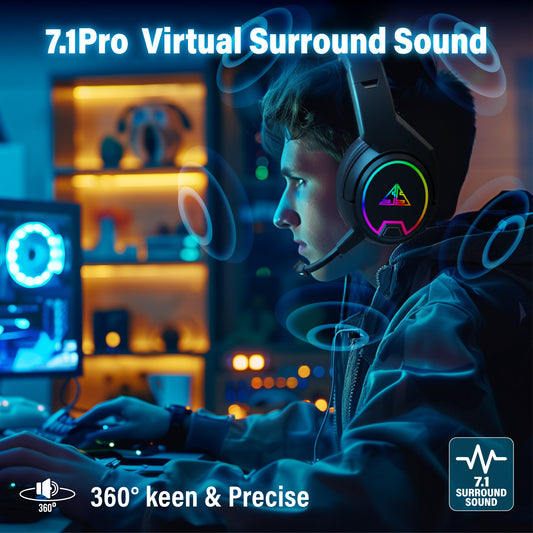 2.4G Wireless Ultralight RGB Gaming Headset On-Ear Headphones