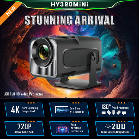 HY320 Mini Smart Projector – Portable 1080p Home Entertainment with Android 11