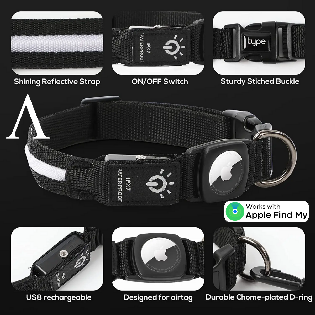 LED Apple Air Tag Dog Collar | Includes The Best Air Tag Alternative!