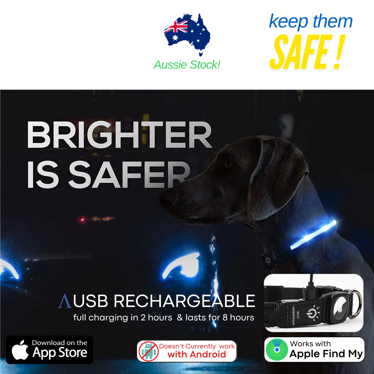 LED Apple Air Tag Dog Collar | Includes The Best Air Tag Alternative!