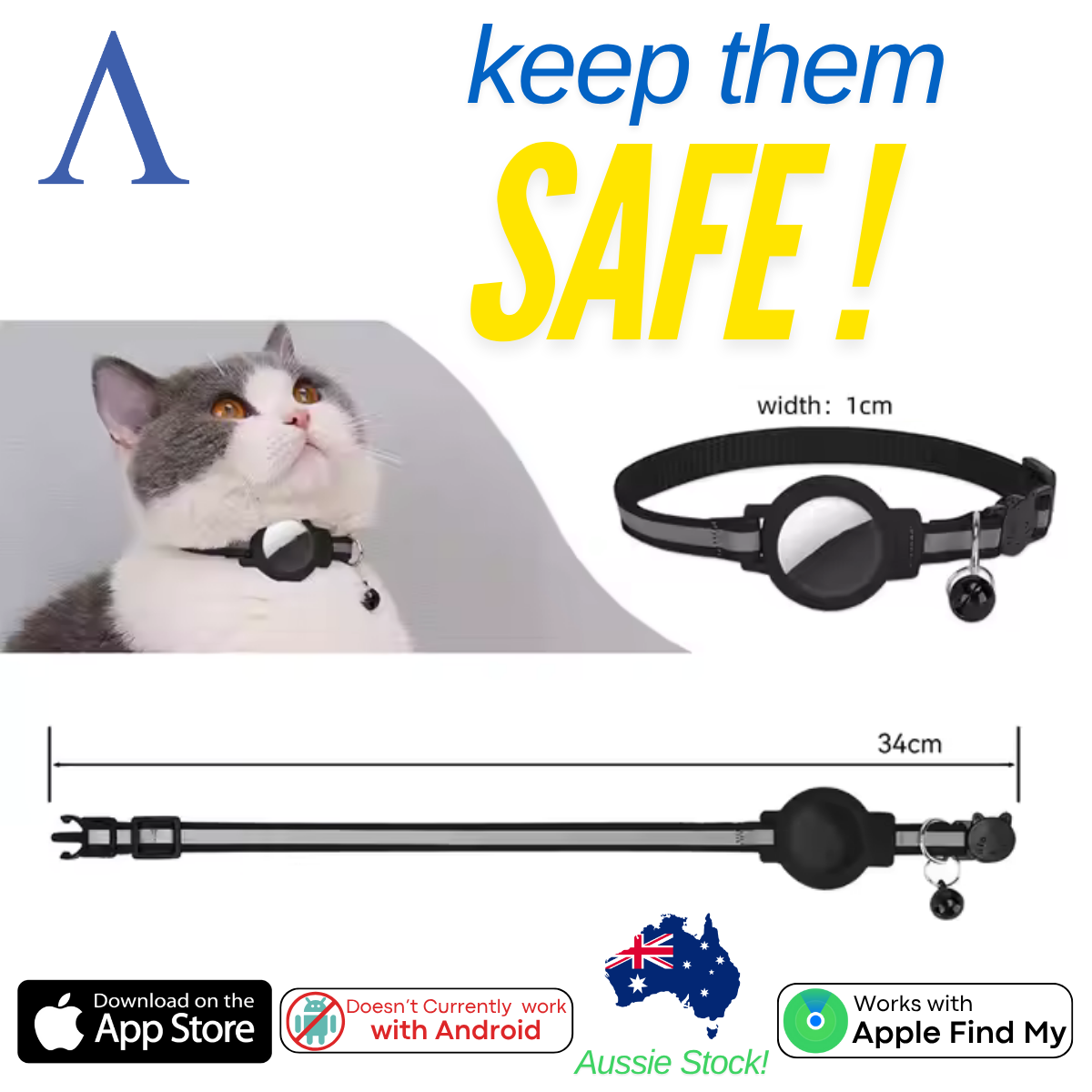 Cat Apple Air Tag Collar | Apple Air Tag Compatible!