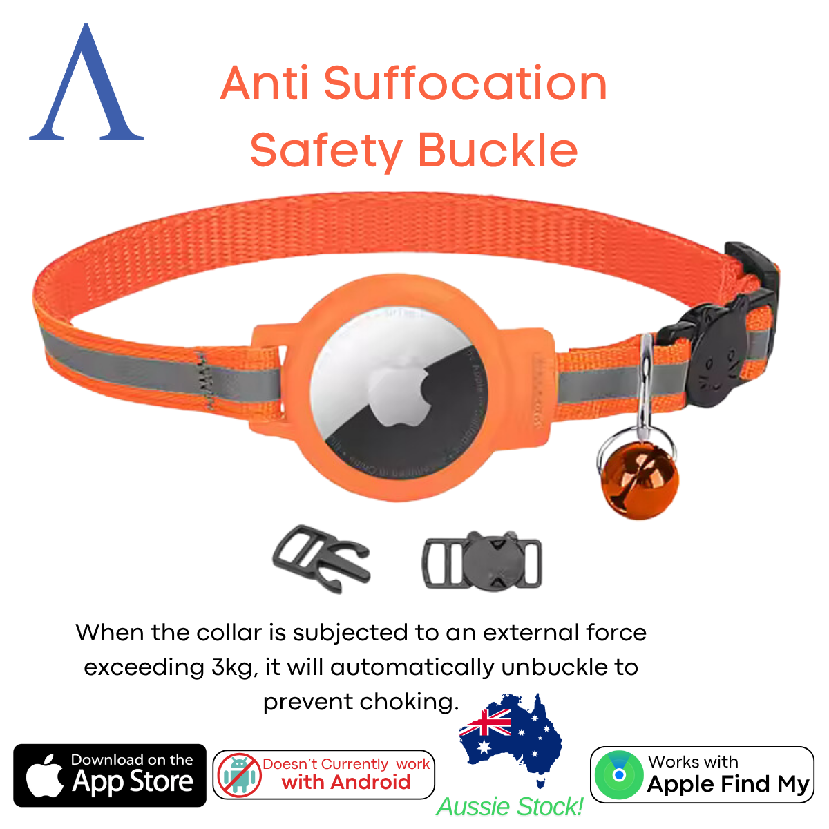 Cat Apple Air Tag Collar | Apple Air Tag Compatible!
