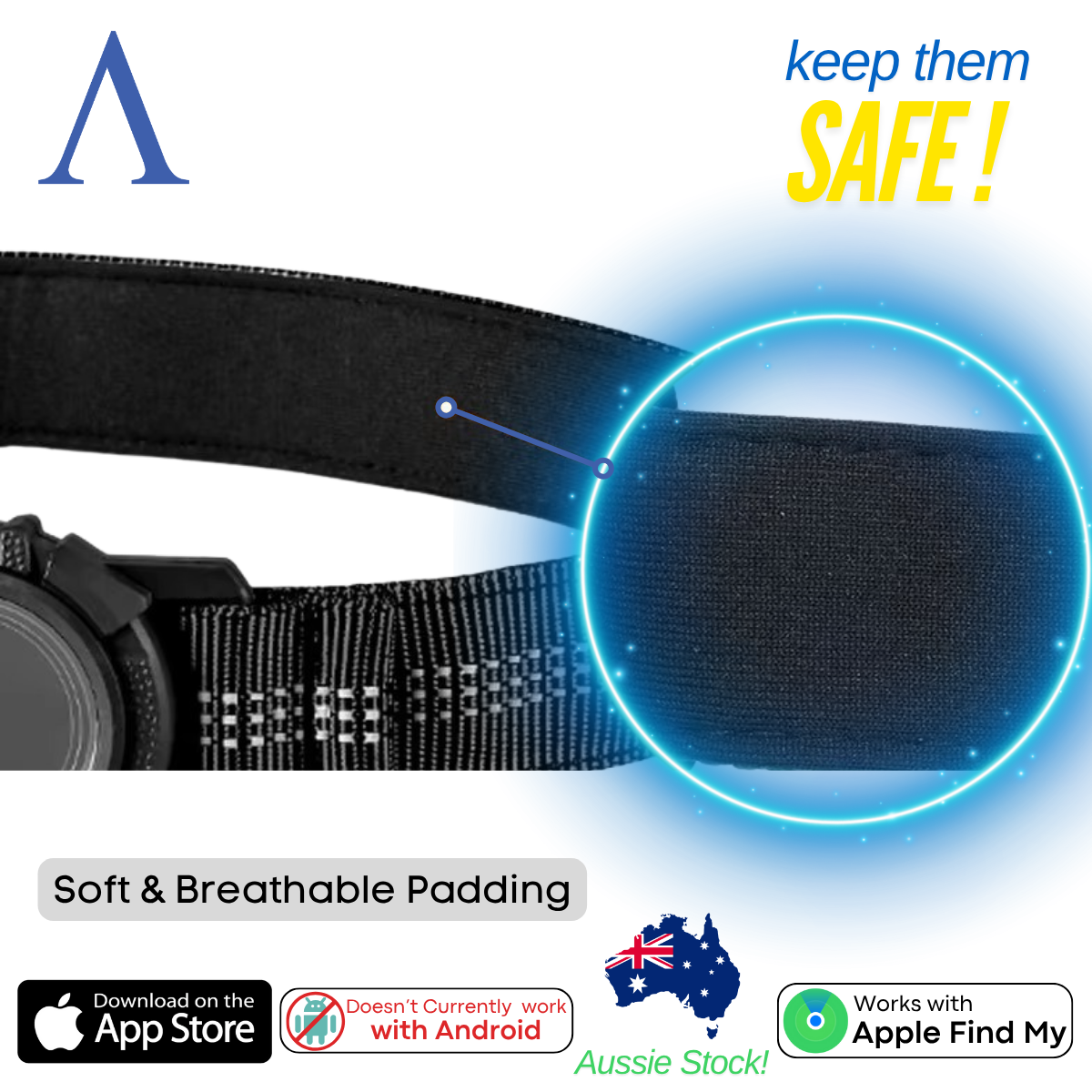Dog Air Tag Collar Reflective | Apple Air Tag Compatible!