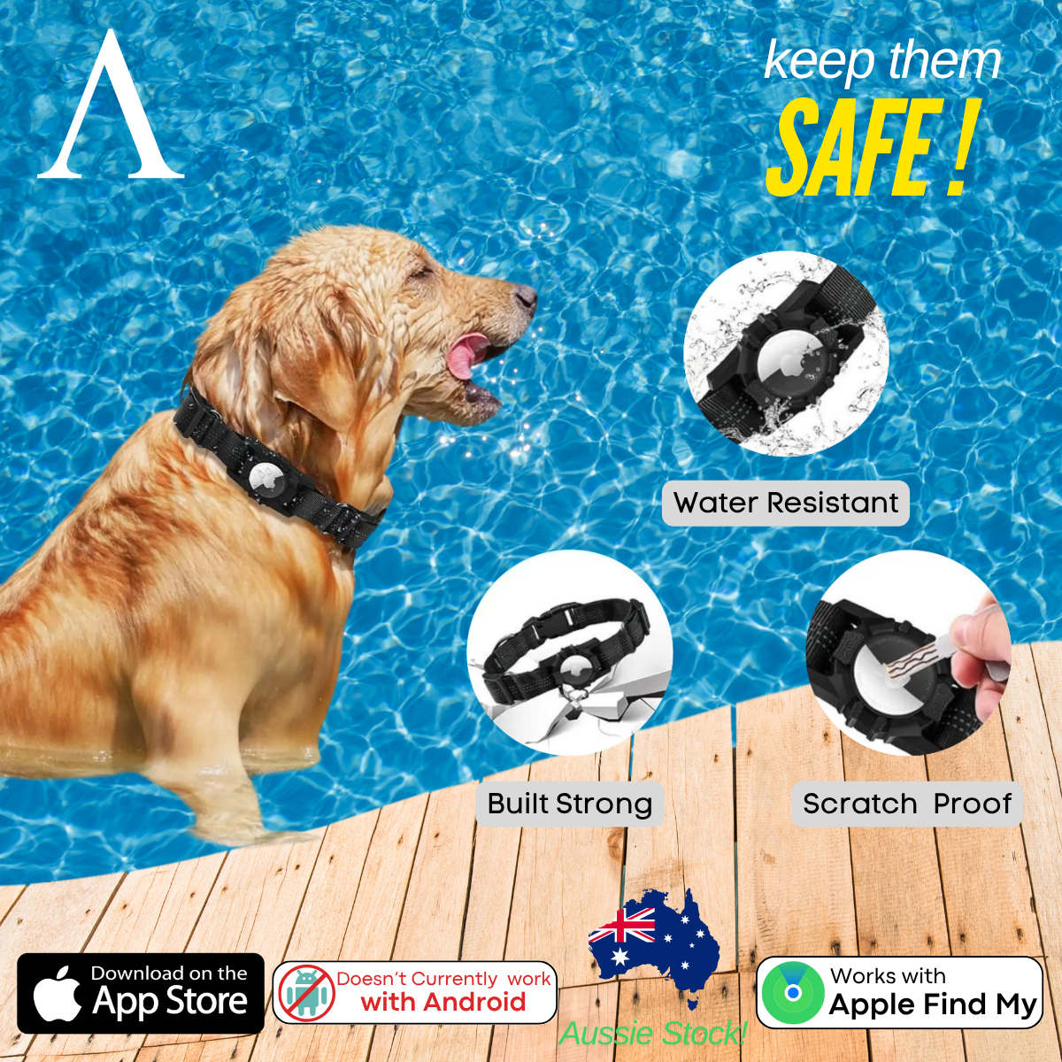 Dog Air Tag Collar Reflective | Apple Air Tag Compatible!