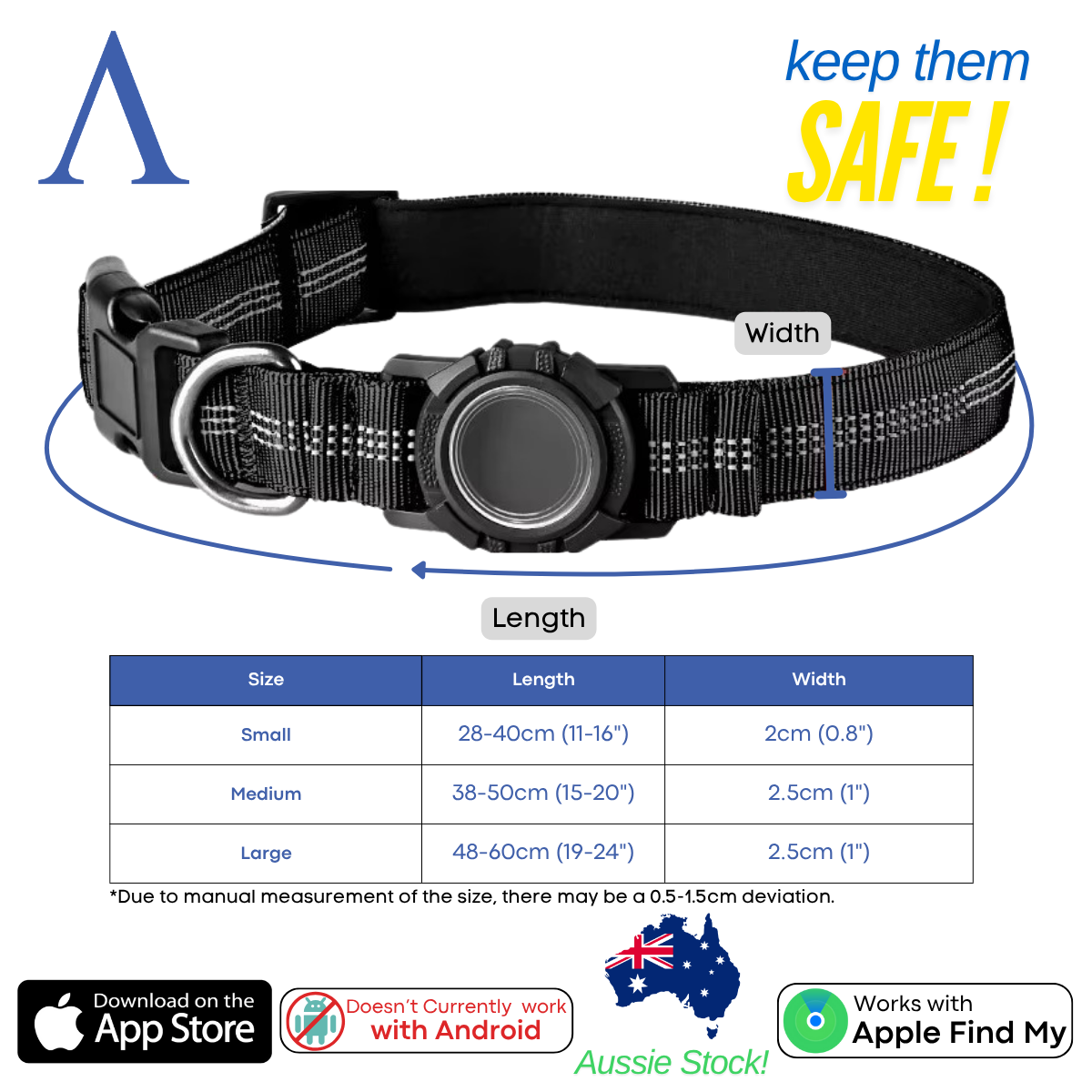 Dog Apple Air Tag Collar Reflective | Includes The Best Air Tag Alternative!