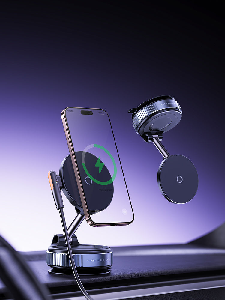 Lelantus 15W Fast Car Wireless Charger & Magnetic Phone Holder