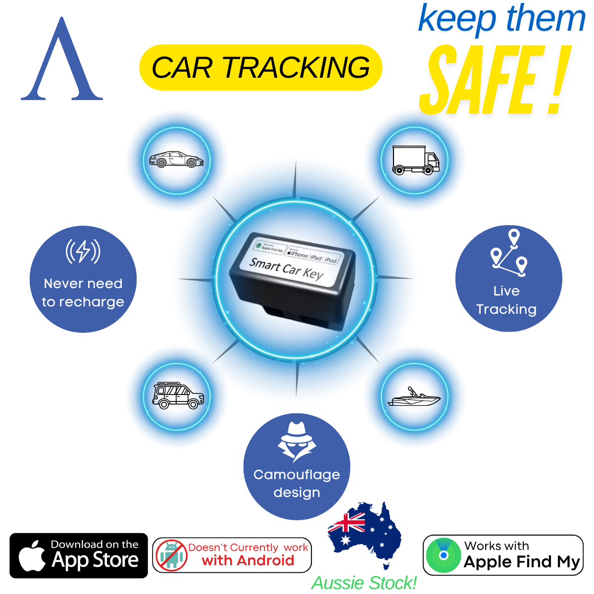 Apple Find My Car Tracking OBD Connectivity 4 PACK Air Tag