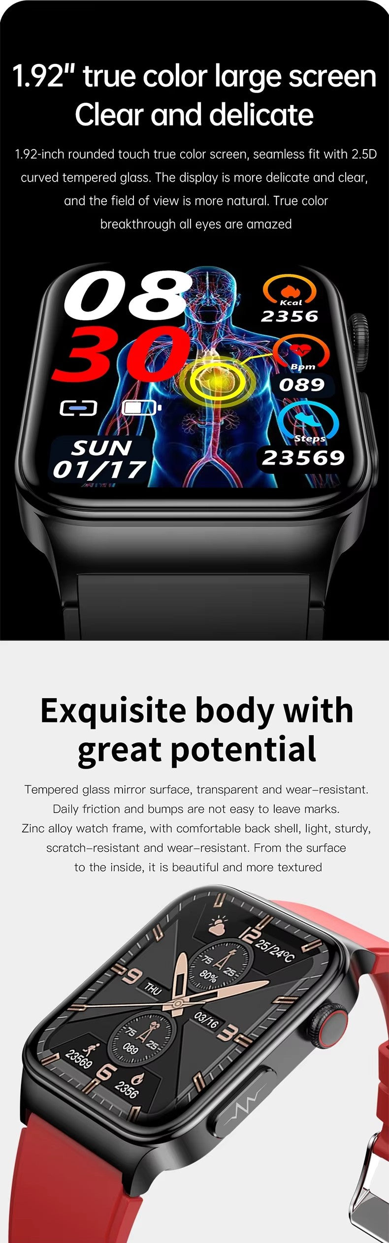Lelantus E500 ECG Smart Watch – Temperature, Blood Pressure & Health Monitoring Smartwatch