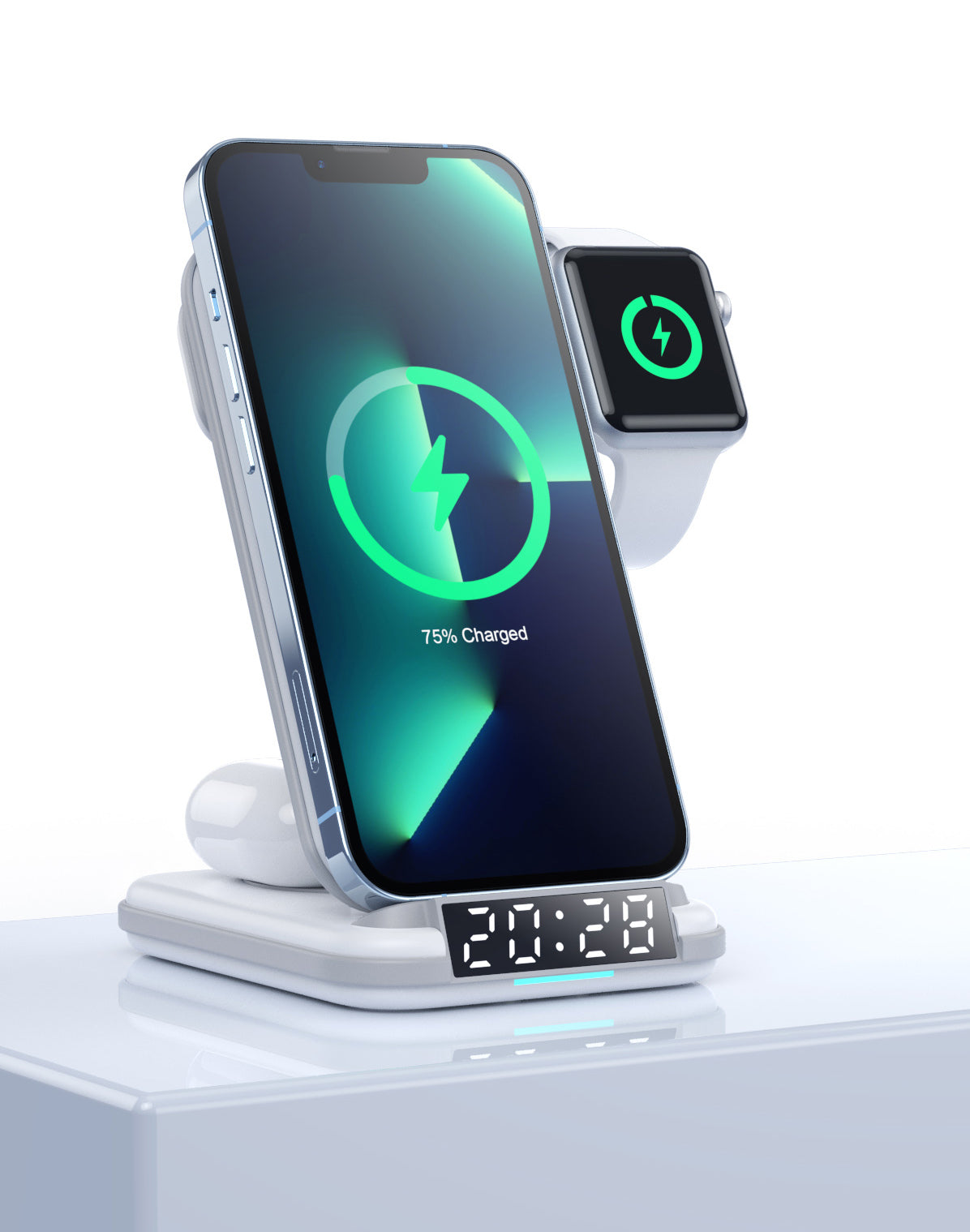Lelantus Desktop 4-in-1 Wireless Charger with Clock & Alarm