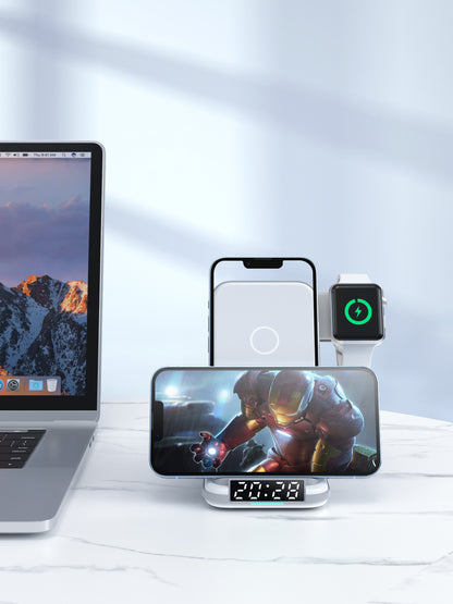 Lelantus Desktop 4-in-1 Wireless Charger with Clock & Alarm