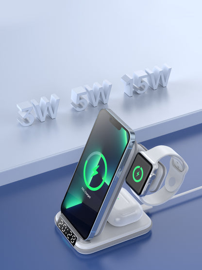 Lelantus Desktop 4-in-1 Wireless Charger with Clock & Alarm