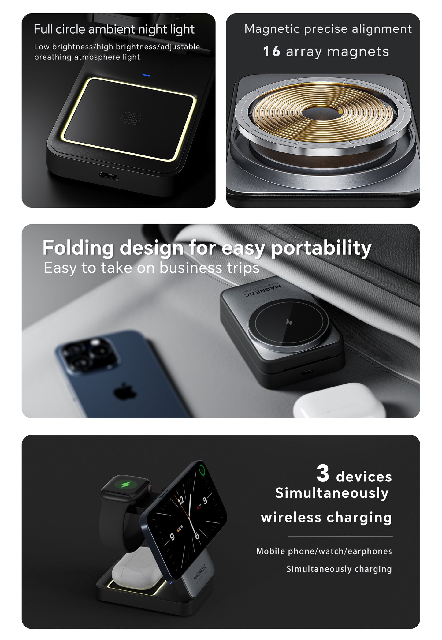 Lelantus Compact Foldable Magnetic 3-in-1 Wireless Charger