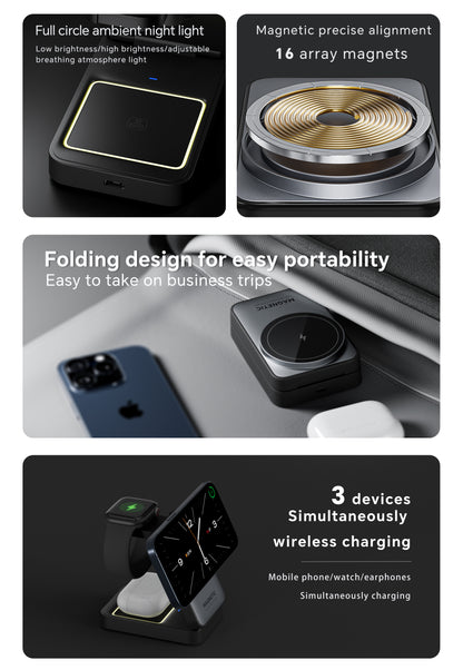 Lelantus Compact Foldable Magnetic 3-in-1 Wireless Charger