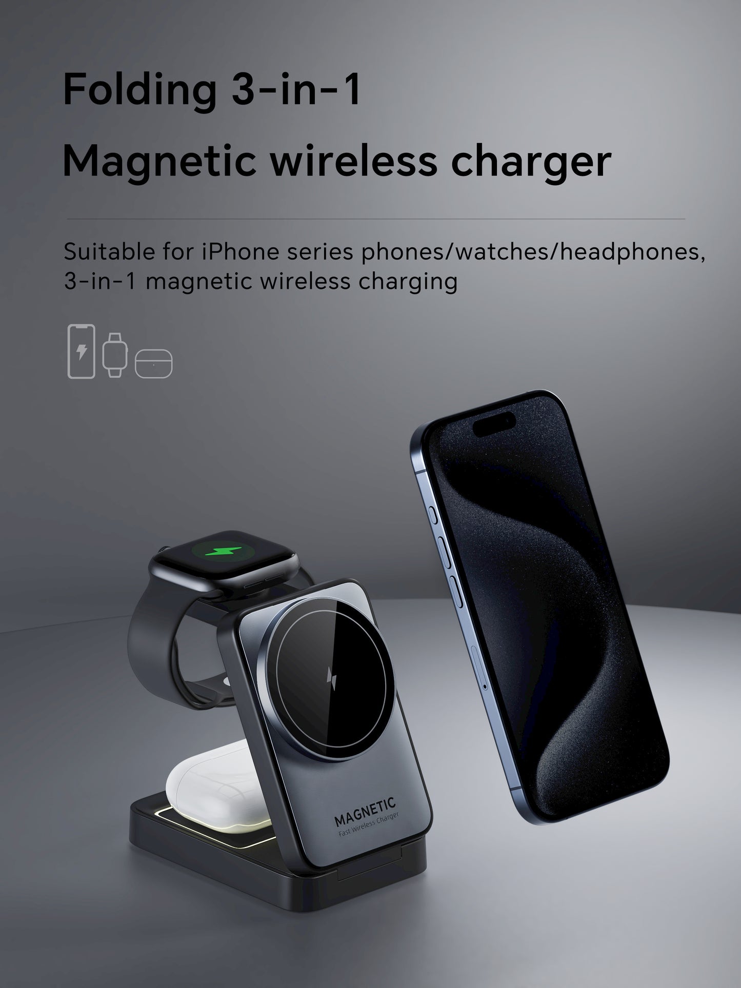 Lelantus Compact Foldable Magnetic 3-in-1 Wireless Charger