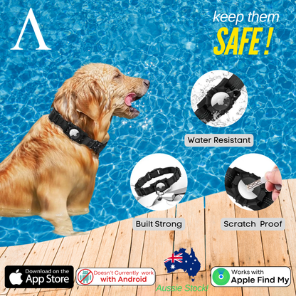 Dog Air Tag Collar Reflective | Apple Air Tag Compatible!