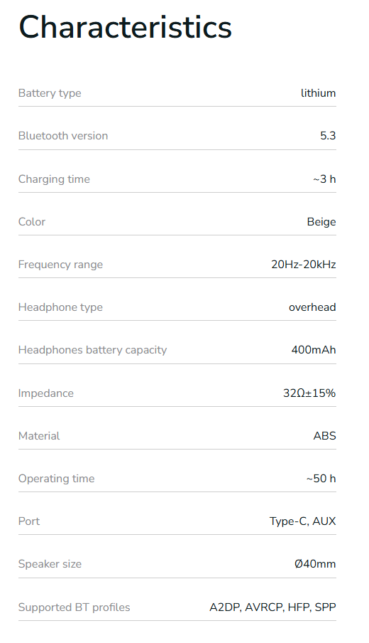 Wireless Headphones Proove Player with ANC