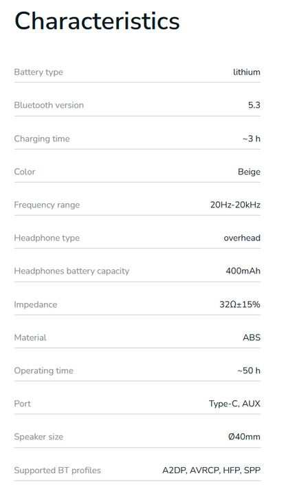 Wireless Headphones Proove Player with ANC