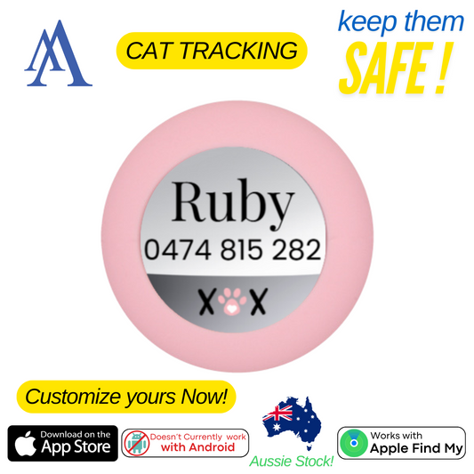 Custom Cat Tracking Tag + Silicone Collar Attachment  - 🍏 🍏 The Best Air Tag Alternative! 🍏