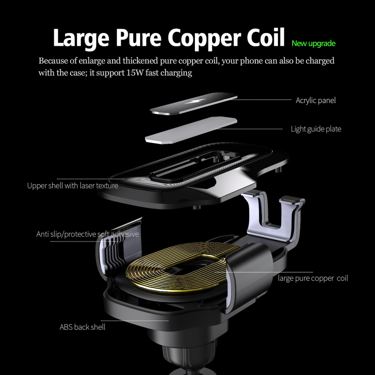 Smart 15W Wireless Car Charger & Phone Holder