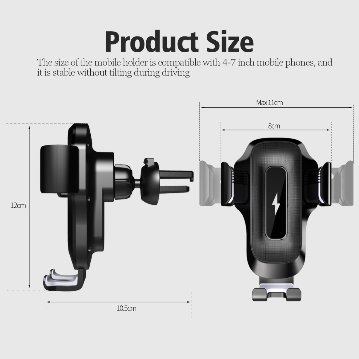 Smart 15W Wireless Car Charger & Phone Holder